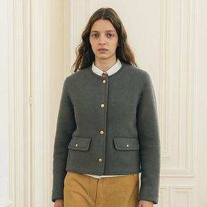 [로르 서울] [택가 290,000원] 호주 양모 골드버튼 라운드 재킷_SOJK251105