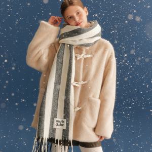 [마리끌레르][정가59,000]볼드 스트라이프 패턴 머플러(MAFDSC12NBK)