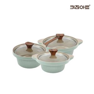 키친아트 와이즈 IH인덕션 세라믹코팅 냄비세트 3종A 양16+편18+양20