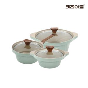 키친아트 와이즈 IH인덕션 세라믹코팅 냄비세트 3종B 양16+편18+양24