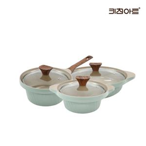 키친아트 와이즈 IH인덕션 세라믹코팅 냄비세트 3종C 양16+편18+전24