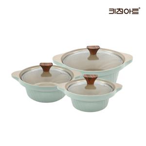 키친아트 와이즈 IH인덕션 세라믹코팅 냄비세트 3종D 양16+양20+양24