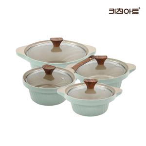 키친아트 와이즈 IH인덕션 세라믹코팅 냄비세트 4종A 양16+편18+양20+양24