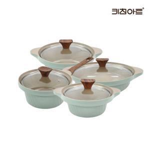 키친아트 와이즈 IH인덕션 세라믹코팅 냄비세트 4종B 양16+편18+양20+전24