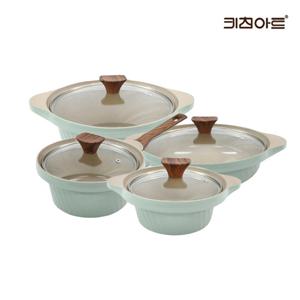 키친아트 와이즈 IH인덕션 세라믹코팅 냄비세트 4종C 양16+편18+양24+전24