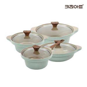 키친아트 와이즈 IH인덕션 세라믹코팅 냄비세트 4종D 편18+양20+양24+전24