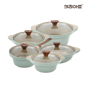 키친아트 와이즈 IH인덕션 세라믹코팅 냄비세트 5종 양16+편18+양20+양24+전24