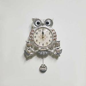 무소음 드롭부엉이추 벽시계(은도금) 부엉이 선물 벽시계 무소음 추시계 클래식