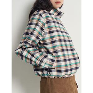 [빈폴레이디스] 캐주얼 체크 집업 아우터형 셔츠  네이비 (BF6164C01R)