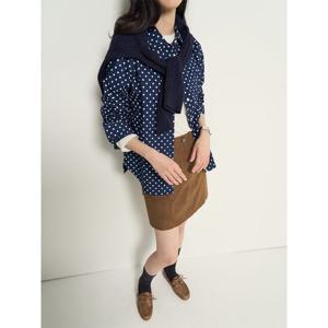 [빈폴레이디스] 도트 슬림숏 셔츠  네이비 (BF6164C02R)