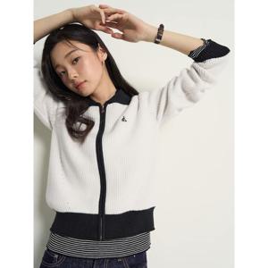 [빈폴레이디스] 집업 배색 카디건  아이보리 (BF615AC020)