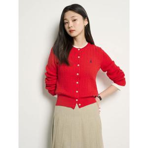 [빈폴레이디스] [Essential] 코튼 슬림케이블 카디건  레드 (BF615AE026)