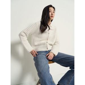 [빈폴레이디스] 트위드 라운드넥 카디건  아이보리 (BF615AC040)