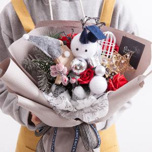 목화 조화 꽃다발 솔방울 50cm 인테리어 꽃 선물 장식 기념일 졸업식 발표회 학예회