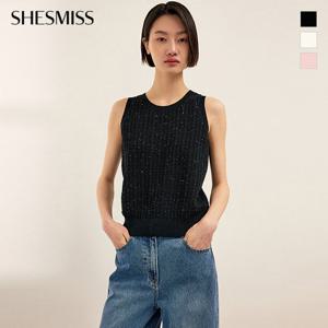 [쉬즈미스][4/30까지 18% 적립] 스팽글 슬리브리스 니트 탑_SSKPOQ11310