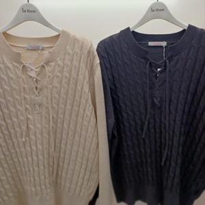 Latium HC06 봄느낌 깔끔한 세로꽈배기 앞반오픈 품편한 라운드 니트티 T2613sw10