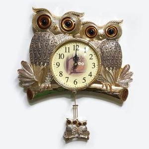 커플부엉이 실버 무소음 벽시계 벽걸이 집들이 선물