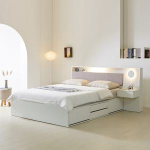 파로마 아벨라 호텔식 LED 멀티수납 침대프레임 Q/K + 협탁 1ea