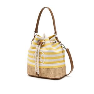 헤지스골프  BEST  오렌지 여성 스트라이프 코튼 버킷백(HWBA6E303O1)