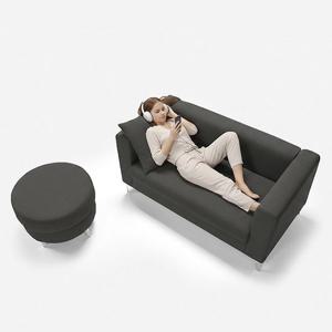 [더젠] 크레쉬 아쿠아패브릭 2인용소파세트(원형스툴포함,소쿠션