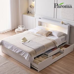 파로마 제이콥 LED 4서랍 평상형 슈퍼싱글 수납 침대+유로탑 본넬매트
