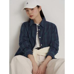 [빈폴레이디스] 타탄체크 세미오버핏 셔츠 네이비 (BF6264C09R)