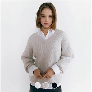 지오다노 여성 브이넥 스티치 긴팔 니트 스웨터 355501 354475