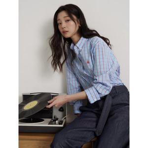 [빈폴레이디스] 그리드 체크 크롭 셔츠 스카이 블루 (BF6264C03Q)