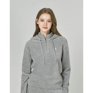 헤지스 골프 여성 25FW ONLINE EXCLUSIVE그레이 여성 골덴 쿼터집 후드 스웨트 셔츠 HWTS5D901G2