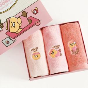 [생활] 카카오프렌즈 춘식 타올 코마사 40수 타월 3개 선물 세트
