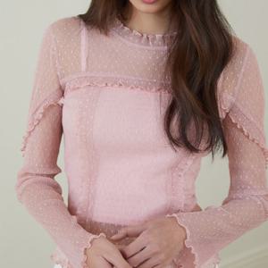 [에고이스트][BLUE LABEL] 러플 메쉬 긴팔 티셔츠 ES2OTL03