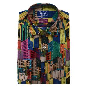 [예작(셔츠)]리버티 건물 프린트 슬림 긴소매YJFSUA578