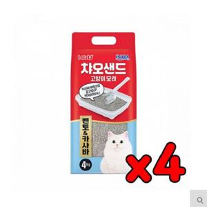 고양이응고형모래 고양이 응고형모래 챠오샌드 벤토카사바 4kg 4개묶음