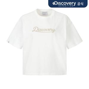 [디스커버리] 여성 레터링 세미오버핏 반팔티셔츠 (WHITE) DWRS95063-WHS