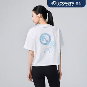 [디스커버리] 여성 스탬프 세미오버핏 반팔티셔츠 (WHITE) DWRS99063-WHS