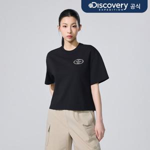 [디스커버리] 여성 스탬프 세미오버핏 반팔티셔츠 (BLACK) DWRS99063-BKS