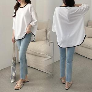 [강물처럼]위쉬몰 IL 배색언발반팔티셔츠(G847H401) 빅사이즈 (1