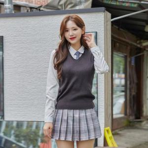 [의류] 교복몰 보풀방지 차콜 교복조끼 여자 교복 학생복.