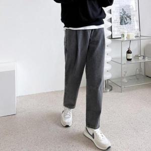 [의류] 남자 핀턱 오버핏 배기 청바지 그레이 HSSG WJ2-2D