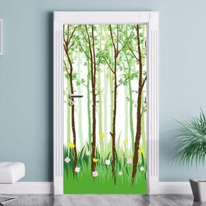 유리문시트지 현관문 리폼 시트지_자작나무 숲의 봄