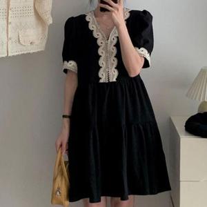 [의류] 레이스 미니원피스 캉캉 브이넥 얇은소재 데일리룩