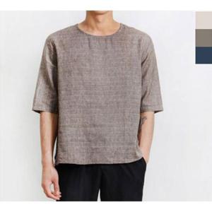 린넨반팔티셔츠 시원한 남자 린넨 반팔 티셔츠 여름 오버핏 티 1P