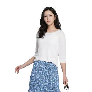 골피아 LX21SNT4W_IV 여성 클래식 라운드넥 반팔 니트 셔츠