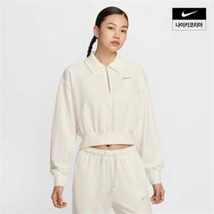 나이키 우먼스 스포츠웨어 벨루어 크롭 쿼터집 탑 HV5031-133 400196