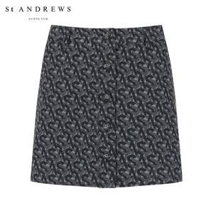 [세인트앤드류스] 여성 모노그램 시어서커 A라인 스커트 821E2PNA51_BK