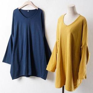 플러스사이즈 브이 빅사이즈 오버핏 가오리 박시롱티 DWW0196R