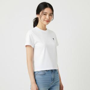 AMI 26SS 코튼 아미 드 꾀흐 크롭 티셔츠 (FTS347 724 100)