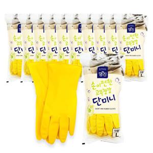 명진 단미니 미니 손목 짧은 고무장갑 노랑 100켤레 주방장갑