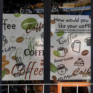 창문썬팅지 무점착반투명시트_커피브레이크_A02_W180xH90cm