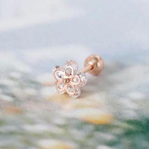 이너컨츠피어싱 GOLD 큐빅 꽃 플라워 베이직 로즈골드 금 피어싱 14K